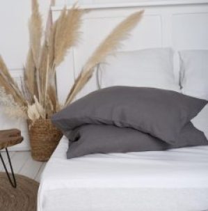 Крафтова наволочка Luxury Linen на блискавці льон 50*70 см 2шт Carribean