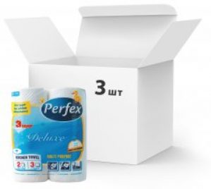Упаковка бумажных полотенец Perfex Deluxe 3 слоя 3 пачки по 2 рулона по 45 листов (8600000000165)