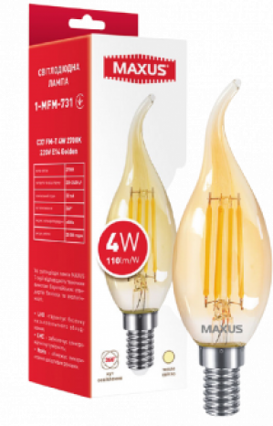 Светодиодная лампа Maxus C37 FM-T 4W 2700K 220V E14 Golden (1-MFM-731)