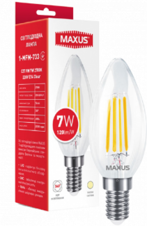Светодиодная лампа Maxus C37 FM 7W 2700K 220V E14 Clear (1-MFM-733)
