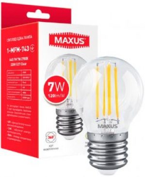 Светодиодная лампа Maxus G45 FM 7W 2700K 220V E27 Clear (1-MFM-743)