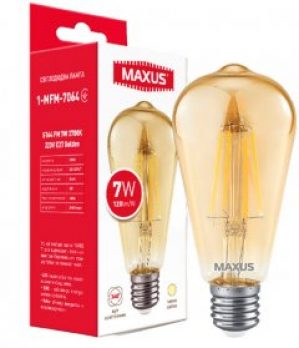 Светодиодная лампа Maxus ST64 FM 7W 2700K 220V E27 Golden (1-MFM-7064)