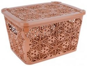 Корзина для хранения с крышкой Violet House 0402 №2 Ажур 7 л Кремовая (0402 №2 Ажур CR с/кр. 7 л)