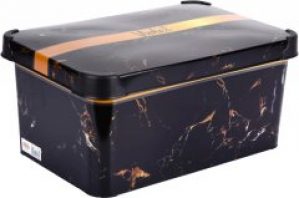 Контейнер для хранения с крышкой Violet House Decor Marble Black 13х18.5х28 см (0646 DECOR Marble Black с/кр. 5)