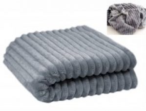 Плед покрывало плюшевое полоска из бамбукового волокна (8353427) Серое