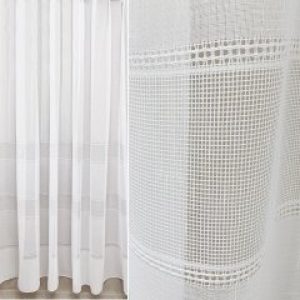 Тюль лён с горизонтальной полоской Adagio Windows Decor L07 на метраж с подшивкой на тесьму