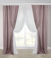 Комплект двойных штор Adagio Windows Decor из вельвета и сетки в цвете пудры 150х270см (2шторы) + 270х270см (2 шторы)