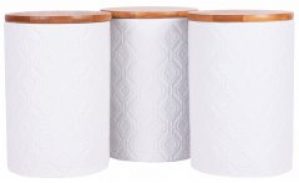 Набор банок Lefard 940 с бамбуковой крышкой 10х10х15 см 3 шт Белый (940-209)