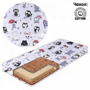 Ортопедический кокосовый матрас Qvatro в детскую кроватку рехслойный кокос+поролон 120х60х7 см серый