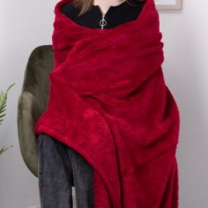 Плед пухнастий 180см*220см колір бордовий (1837) KOLOCO