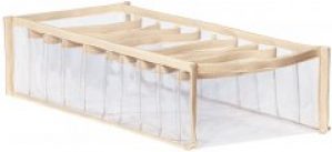 Органайзер для белья Mindo 10 отделений 33 х 17 х 8 см Прозрачный с бежевым (md9116)