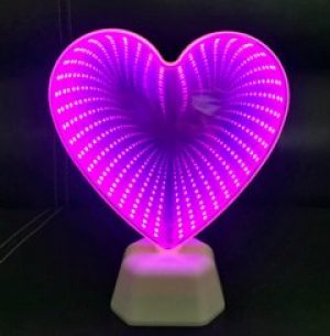 Ночник Сердце. Светильник с эффектом бесконечности. Бесконечное зеркало LED