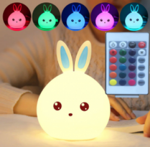 Силиконовый ночник 3DTOYSLAMP Кролик с голубыми ушками 16 цветов Пульт ДУ
