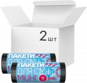 Упаковка пакетов для мусора Добра Господарочка супер прочных 240 л 2 рулона по 11 шт Черных (4820086521826)