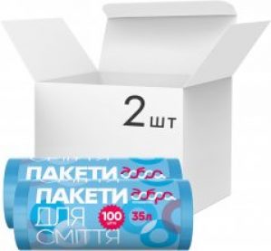 Упаковка пакетов для мусора Добра Господарочка 35 л 2 рулона по 100 шт Синих (4820086521666)
