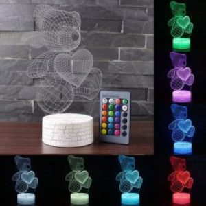 3D светильник ночник с пультом Медвежонок