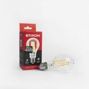 Светодиодная LED лампа ETRON Filament 20W A65 4200K E27 прозрачное стекло