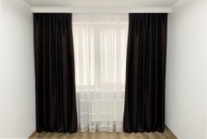 Комплект готовых штор Блэкаут Лен 225x275 см 2 шт Шоколад (673)