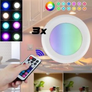 Светильники точечные светодиодные на батарейках и клейкой основе 3шт с пультом 13 цветов Spot Light