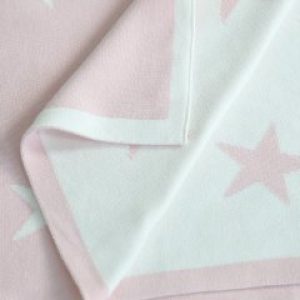 Плед детский Kuzema вязанный двухсторонний звездами 95x80 Кремово-розовый PG11771