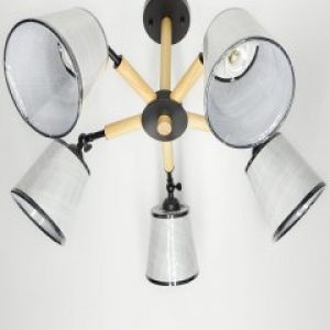 Люстра сучасна Numina на 5 плафонів чорне+дерево 29-C809/5 BK