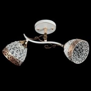 Люстра Свет хрустальна класична на два плафона біло- золота 3201/2