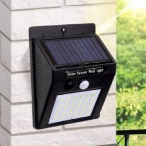 Навесной cветильник UKC 609-30 фонарь с датчиком движения и солнечной панелью 30 LED настенный Black