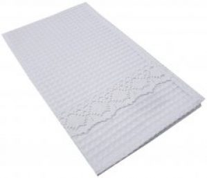 Вафельное полотенце с кружевом Прованс Белое 55х33 (4823093430624)