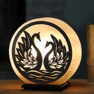 Настольная лампа- Ночник HealthLamp Лебеди из природной Соли с регулятором яркости