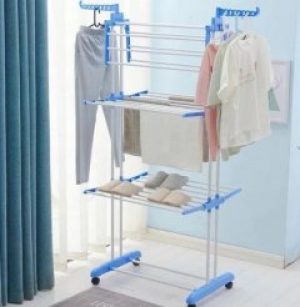 Сушилка для белья Dreamland многофункциональная Складная для одежды и вещей трехуровневая Бело-синяя (EN040820)