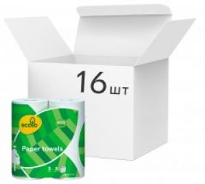Упаковка бумажных полотенец Ecolo Белые 45 отрыва 2 слоя 16 шт х 2 рулона (4820023747227)