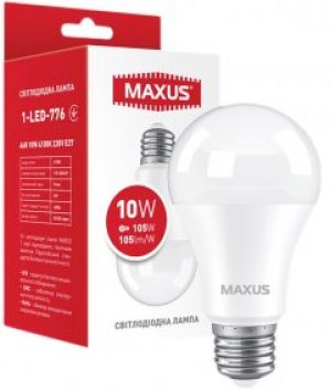 Лампа светодиодная MAXUS A60 10 Вт 4100 K 220 В E27 (1-LED-776)