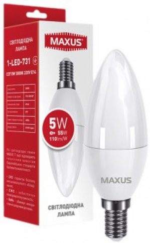 Лампа светодиодная MAXUS C37 5 Вт 3000 K 220 В E14 (1-LED-731)