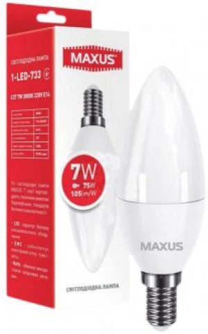 Лампа светодиодная MAXUS C37 7 Вт 3000 K 220 В E14 (1-LED-733)