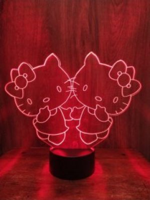 3D светильник-ночник «Hello Kitty» CreativeLamps Увеличенная пластина (c пультом ДУ) (1025)