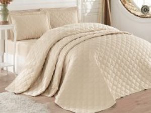 Покрывало стеганное хлопковое с наволочками Aran Clasy 240x260 Rabel V3 Бежевый