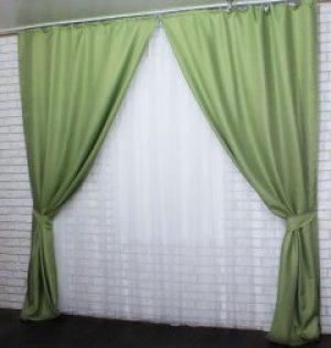 Шторы VR-Textil Лен Мешковина 2 шт 150 × 270 см салатовый (2129)