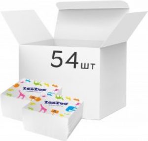 Упаковка салфеток столовых ZooZoo однослойных белых 24x23 см 54 пачки по 60 шт (4823019010541)