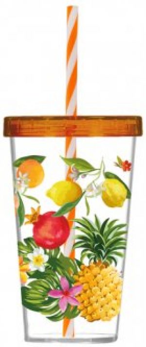 Стакан с трубочкой Herevin Fruit P 660 мл (161448-005P)