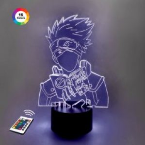3D ночник "Какаши 3" (УВЕЛИЧЕННОЕ ИЗОБРАЖЕНИЕ) подарочная упаковка + 16 цветов + пульт ДУ + сетевой адаптер + батарейки (3ААА)  3DTOYSLAMP