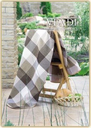 Покрывало Vladi хлопковое летнее клетка 140*200 полуторное коричневое