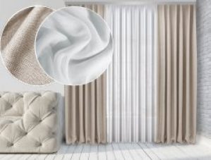 Комплект тюль и шторы Di&Di Натюрель Лен-Блекаут 250х250 2 шт Светло-бежевые Тюль Лен Лайт 600х250 Белый (ROZ6400063600)