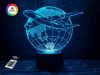 3D ночник "Самолет 3" (УВЕЛИЧЕННОЕ ИЗОБРАЖЕНИЕ) подарочная упаковка + 16 цветов + пульт ДУ + сетевой адаптер + батарейки (3ААА)  3DTOYSLAMP