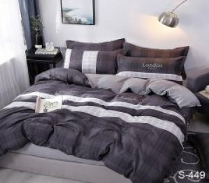 Комплект постельного белья ТАГ Полуторный Сатин люкс постільна білизна 150x215 см Простынь классическая S449