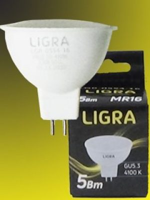 LED-лампочка светодиодная MR16 5W 4100К GU5.3 LIGRA 450Lm /0554-16-LGR/