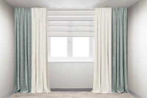 Шторы Декорин Микровелюр Дабл 150x260 см Молочные с серо-мятным 2 шт (ROZ6400064002)