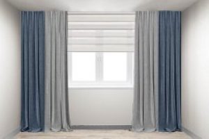 Шторы Декорин Микровелюр Дабл 150x255 см Серые с джинсовым 2 шт (ROZ6400064057)