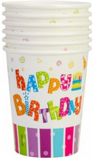 Набор бумажных стаканов Maxi Happy Birthday 270 мл х 6 шт (МX440100) (4829144201007)