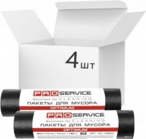 Упаковка пакетов для мусора PRO service Optimum LD 160 л 4 рулона по 10 шт Черных (16118203)