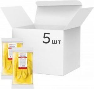 Упаковка перчаток латексных хозяйственных PRO service Optimum L 5 пар Желтых (17201300)